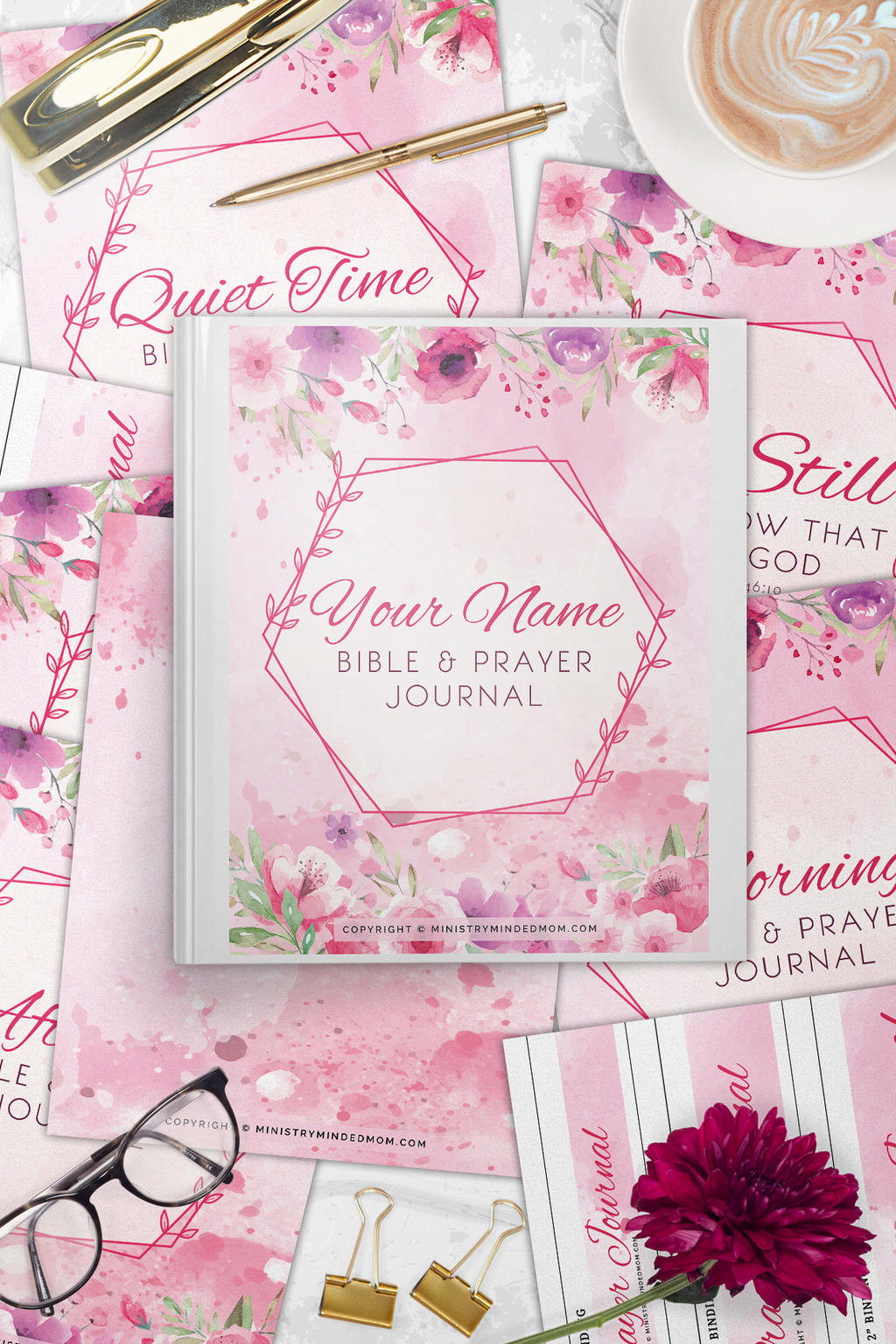 Pink Floral Bible & Prayer Combo CUSTOMIZABLE Journal COVERS ONLY