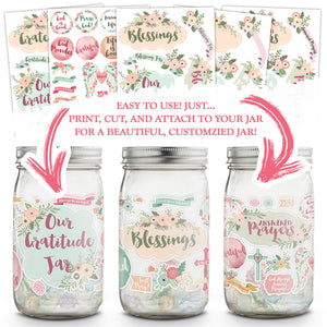 Count Your Blessings Gratitude Jar Printable Kit {18 Pages}