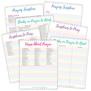 Prayer Journal Binder in Rainbow Dots {118+ pages}